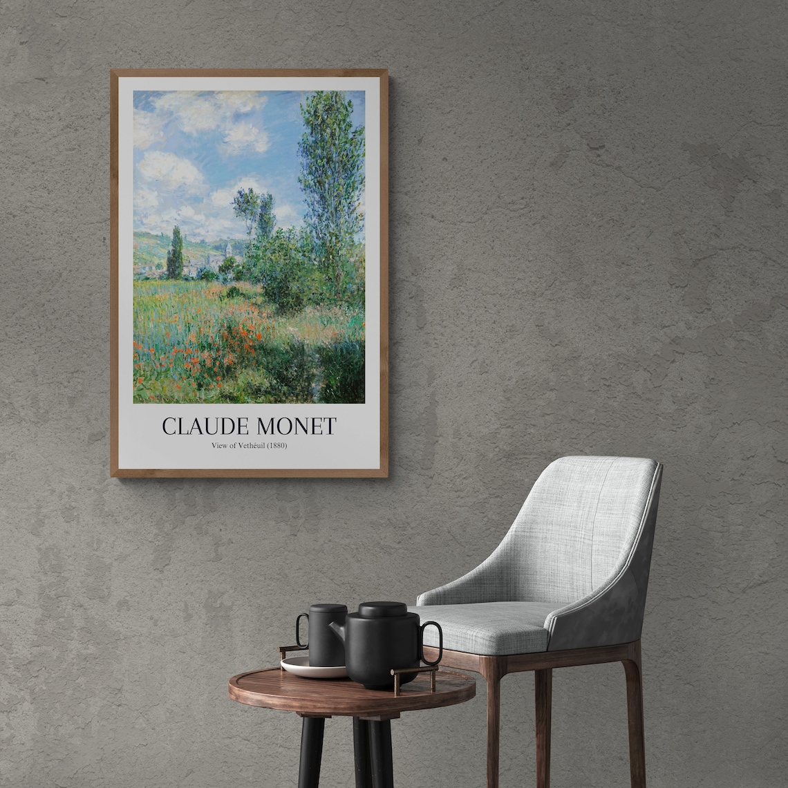 Claude Monet View of Vetheuil 1880 Poppy Field Landscape Poster - Image 2
