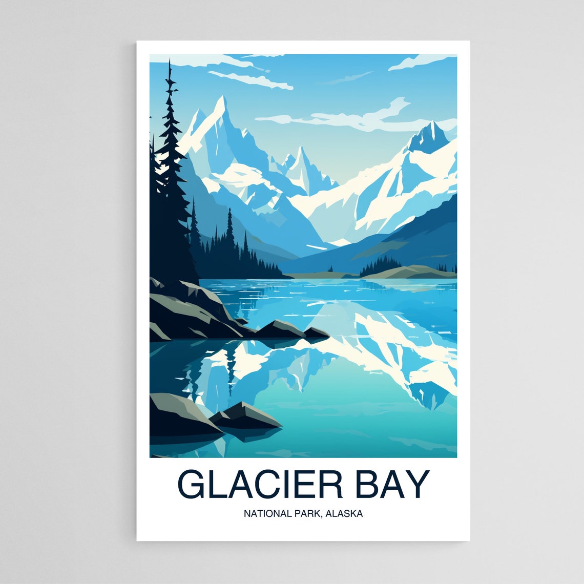 Glacier Bay National Park Alaska Blue Lake Peak Reflection Poster