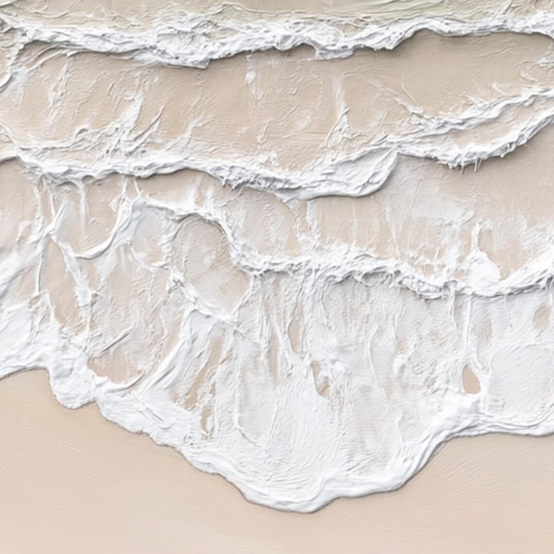 Top Down View of Foamy Surf Rolling Over Gray Green Shallows Poster - Image 2