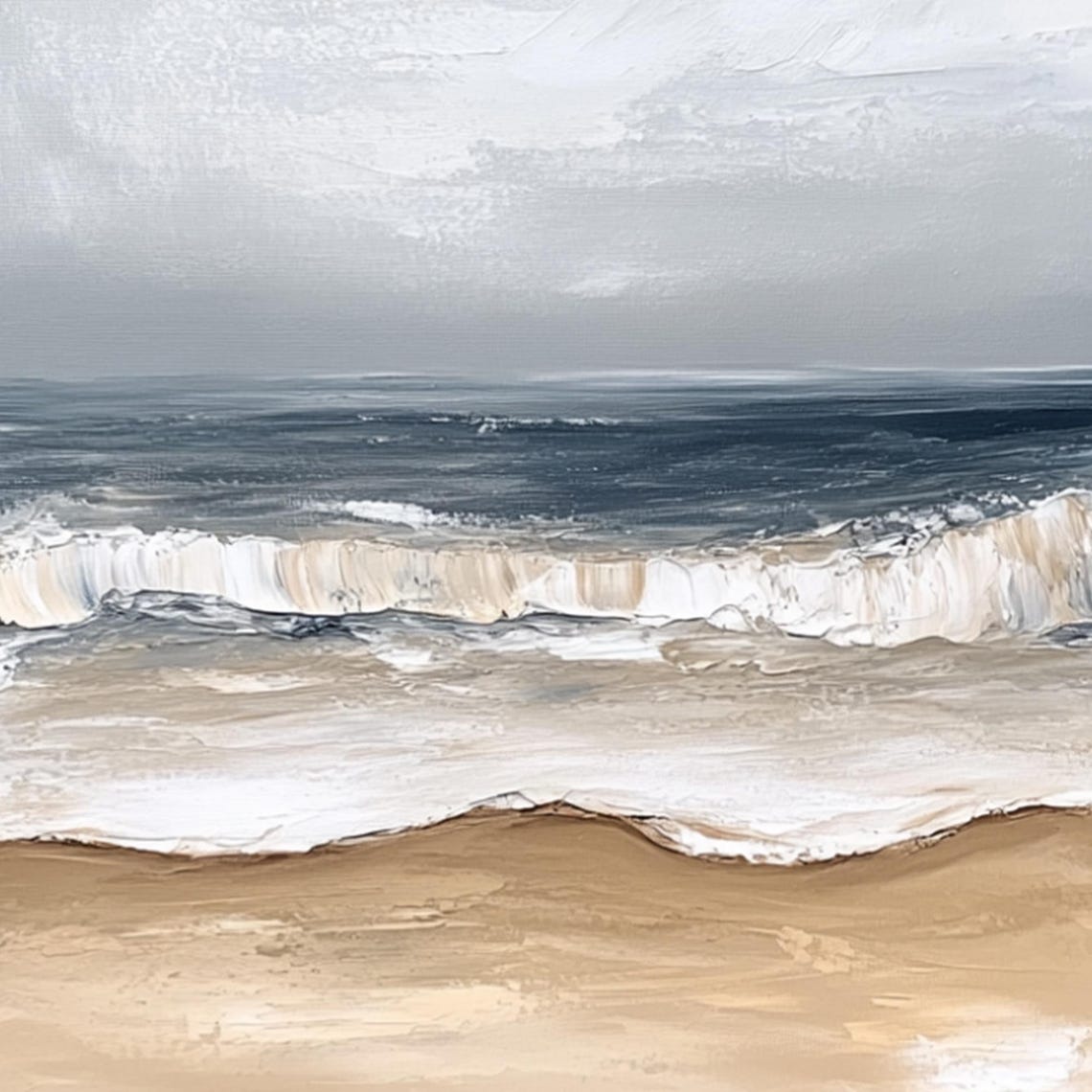 Stormy Dark Blue Ocean Waves Crashing Under a Gray Cloudy Sky Poster - Image 2