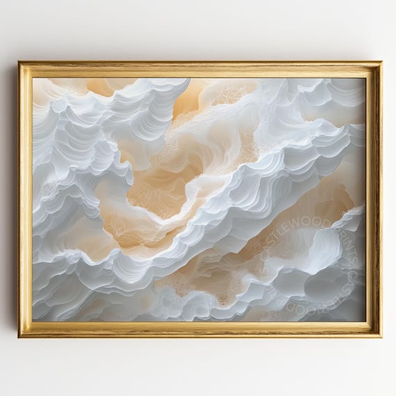 Abstract Cloudscape Painting Ethereal Sky Wall Art Soft Neutral Tones Elegant Decor Dreamy Atmosphere Print 477