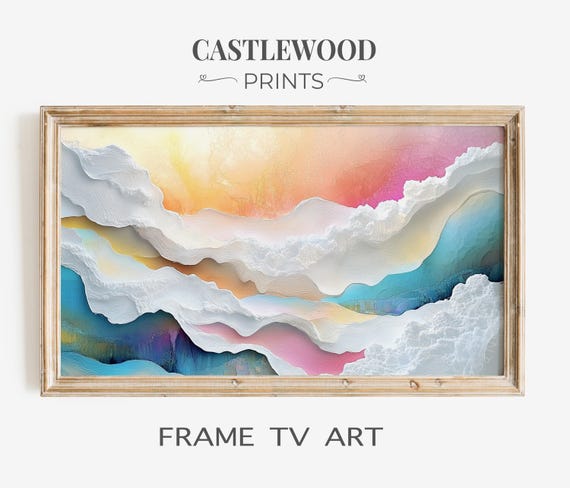 Colorful Abstract Sky Tv Art Modern Frame For Living Room Bright Cloud Landscape Wall Decor Dreamy 20