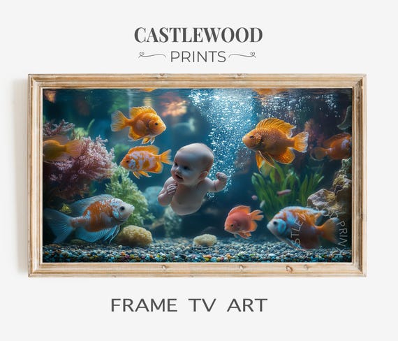 Underwater Baby Art Samsung Frame Tv Aquarium Decor Nursery Wall For Ocean Scene Coral Fish 71