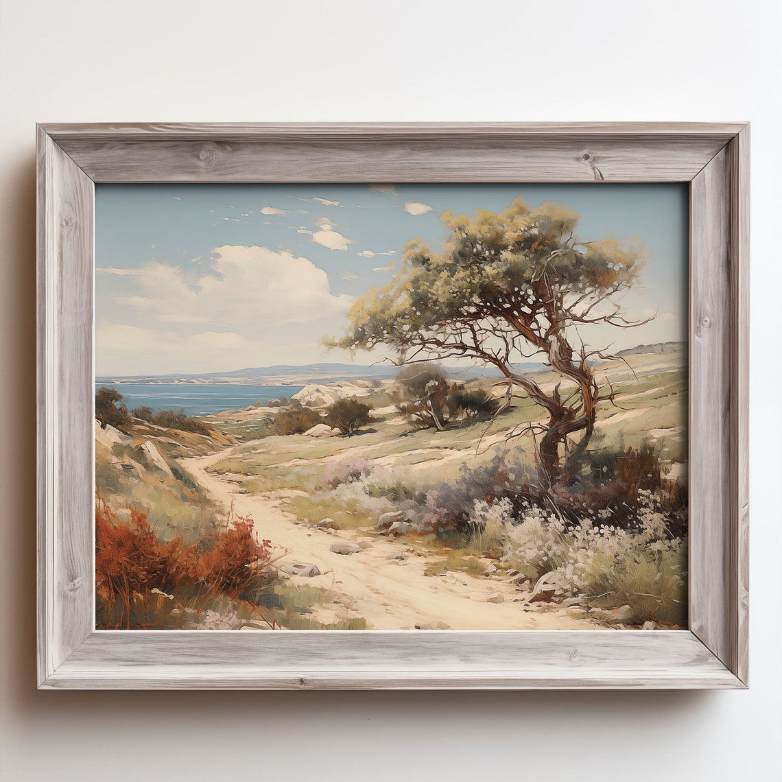 Rustic Twisted Tree Coastal Path Golden Hills Ocean View Poster