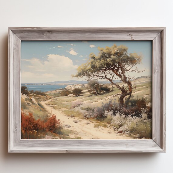 Rustic Twisted Tree Coastal Path Golden Hills Ocean View Poster