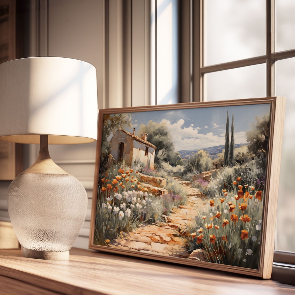 Stone Cottage Garden Path With Wild Poppies Vintage Countryside Poster - Image 3