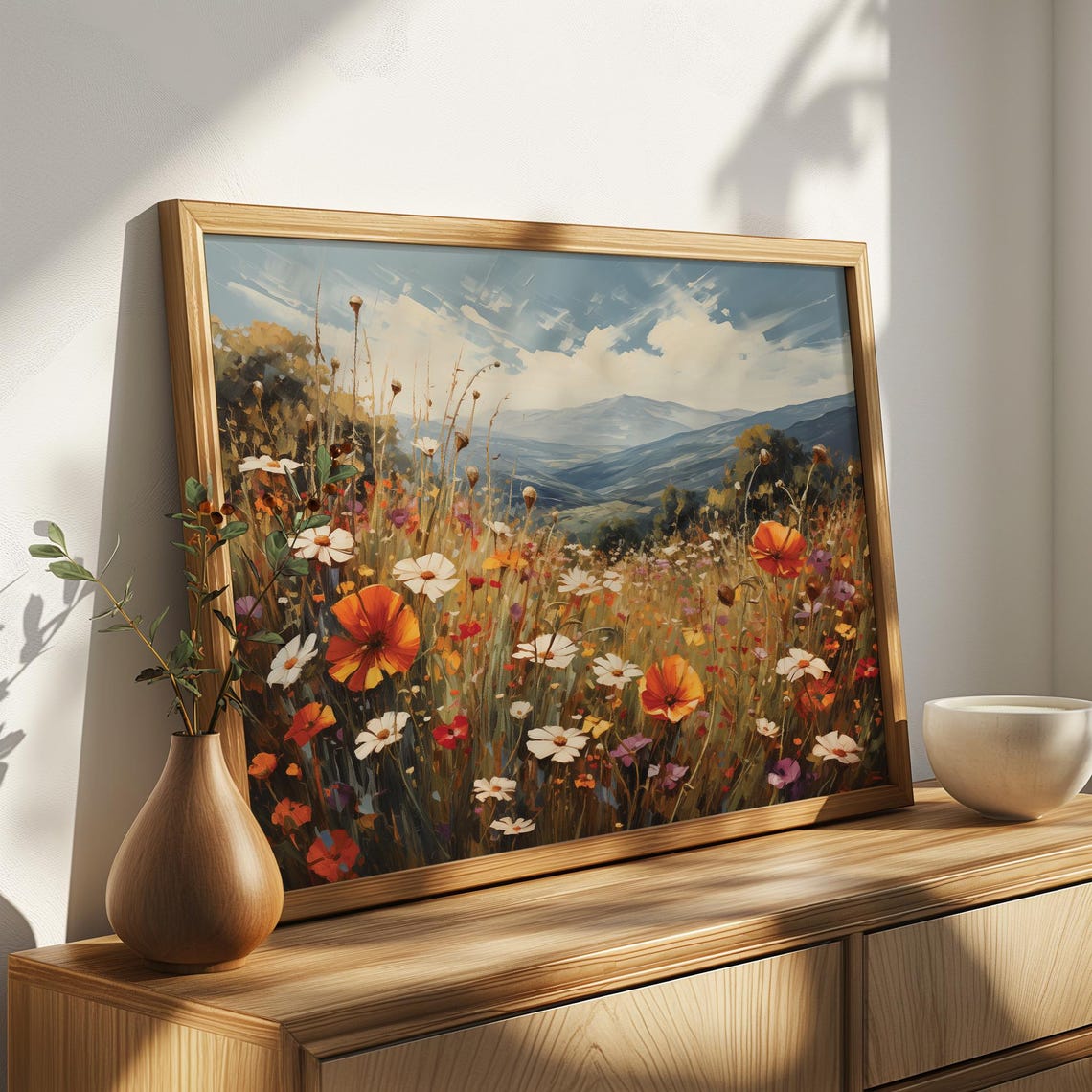 Wildflower Mountain Meadow Painting Poppy Daisy Field Nature Poster - Image 4