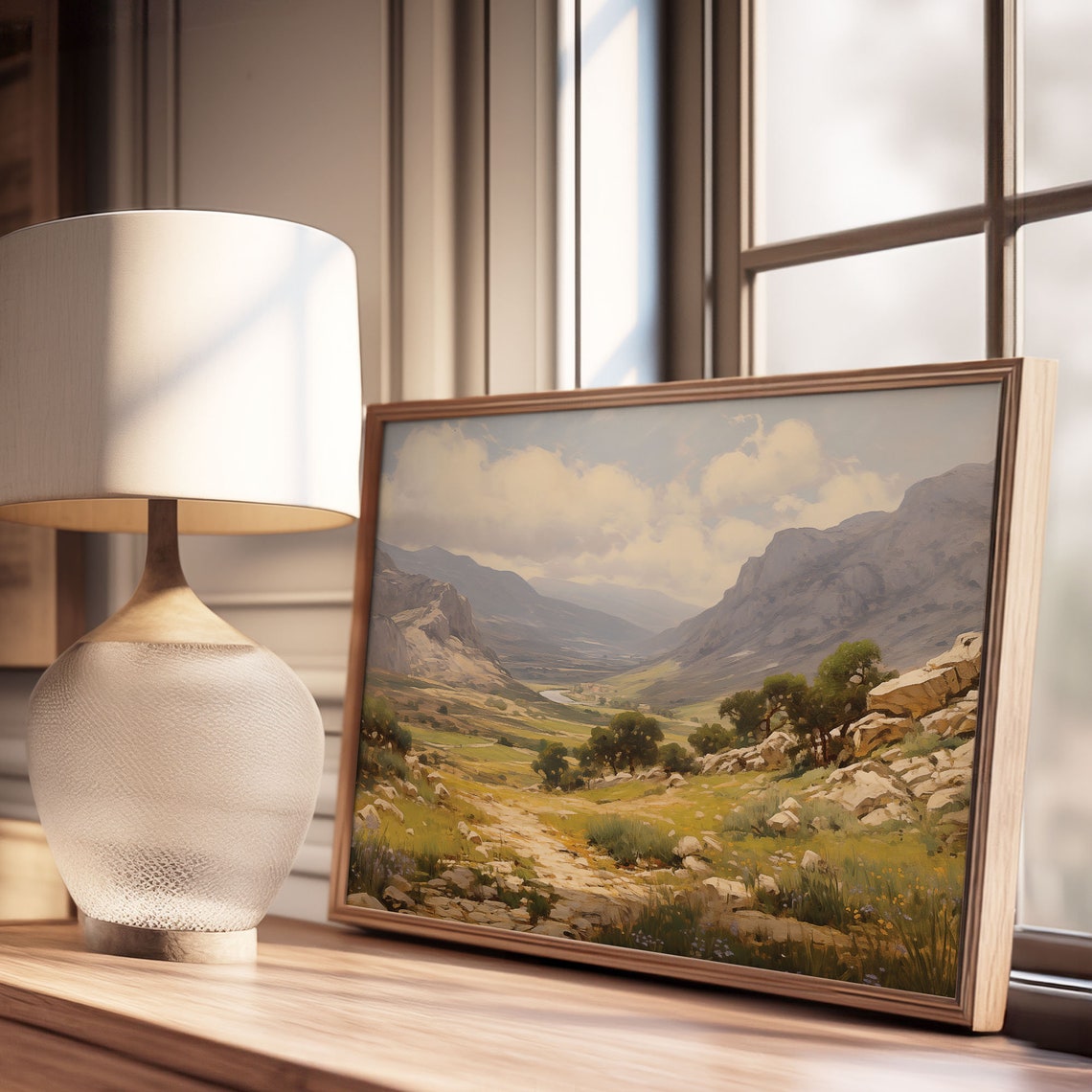 Golden Rocky River Valley Wide Open Mountain Landscape Poster - Image 3