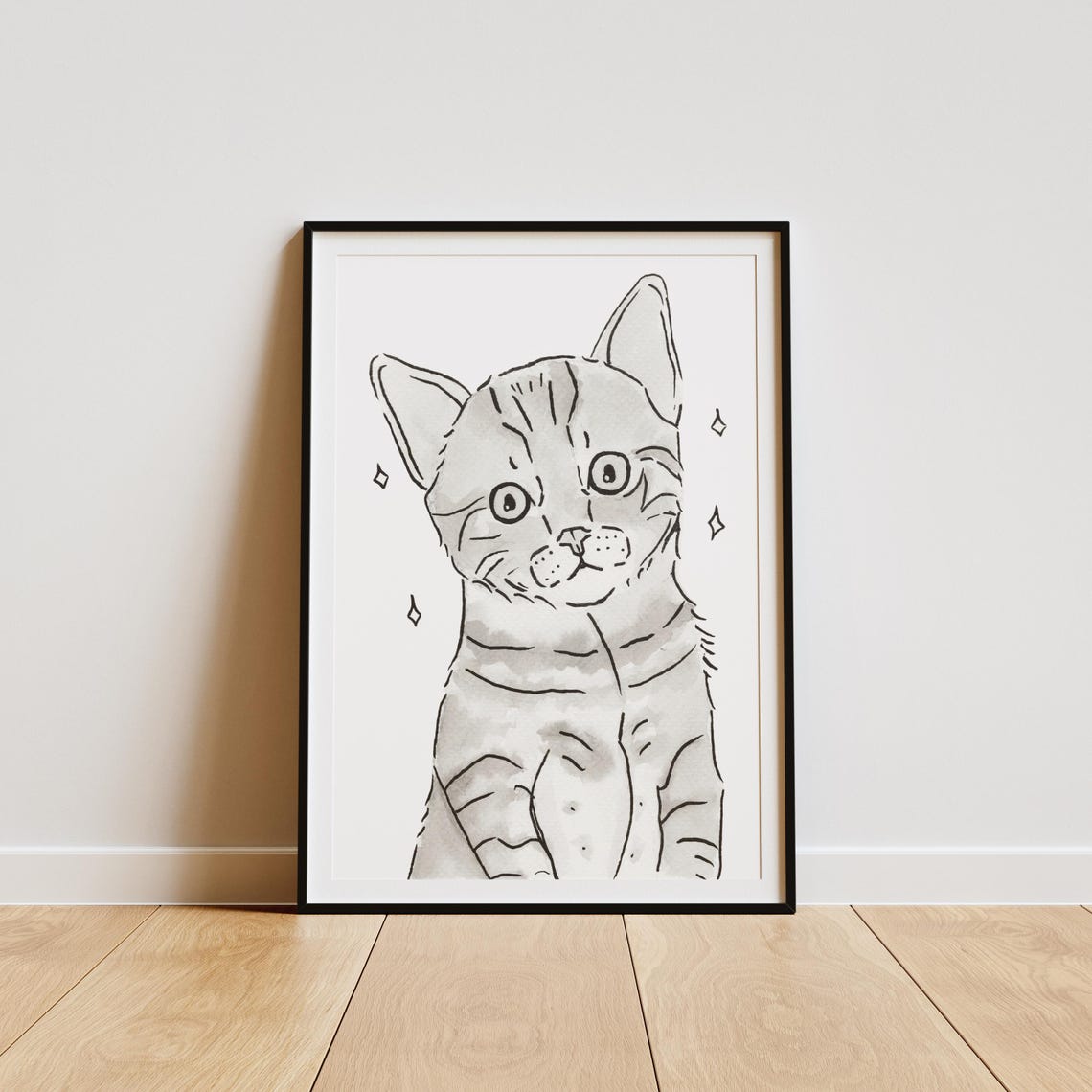 Cute Cat Art Print, Whimsical Cat Lovers Gift