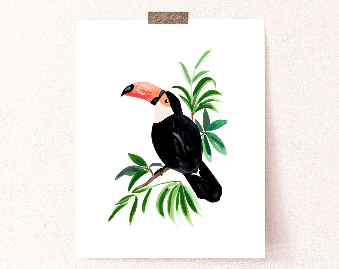 Toucan Art Print, Tropical Bird Botanical Drawing - Image 3