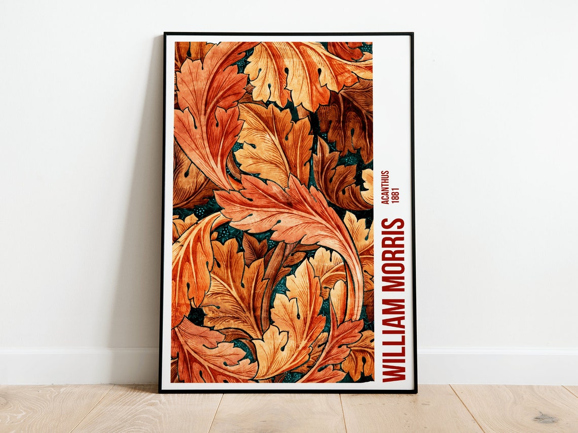 William Morris Acanthus 1881 Rust Orange Botanical Pattern Poster