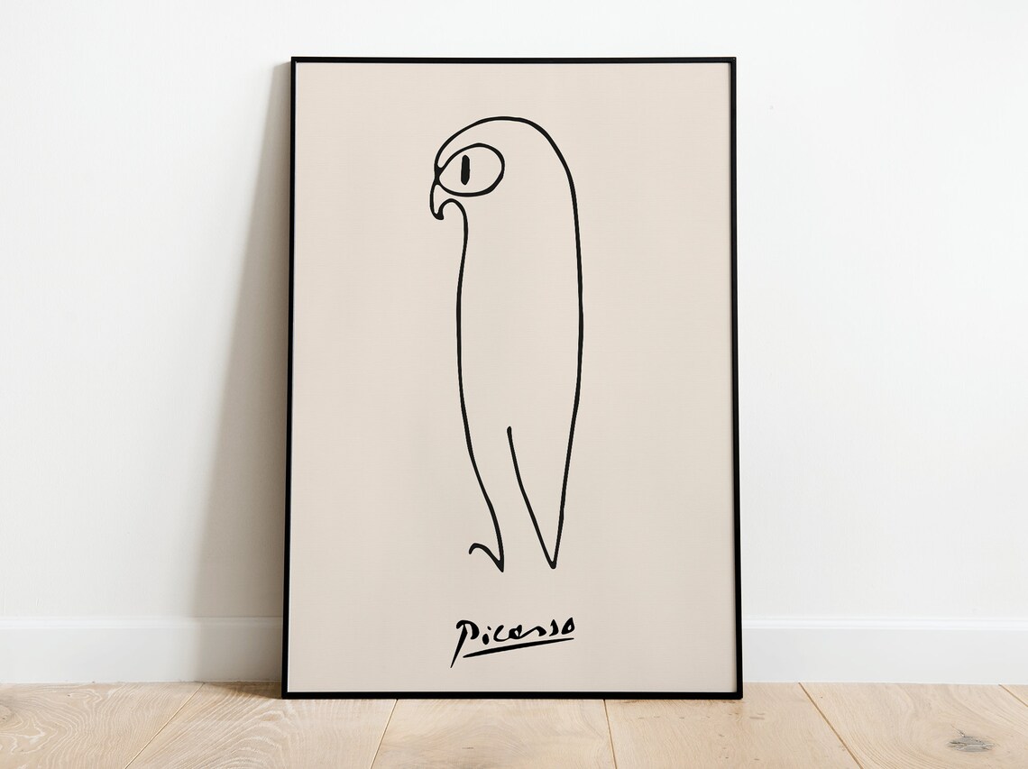 Picasso Owl Vintage Line Art Poster Print