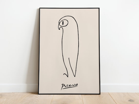Picasso Owl Vintage Line Art Poster Print