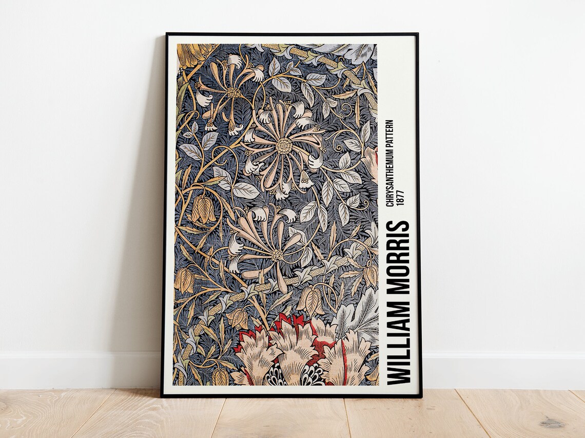 William Morris Exhibition Poster, Art Nouveau Honeysuckle Print