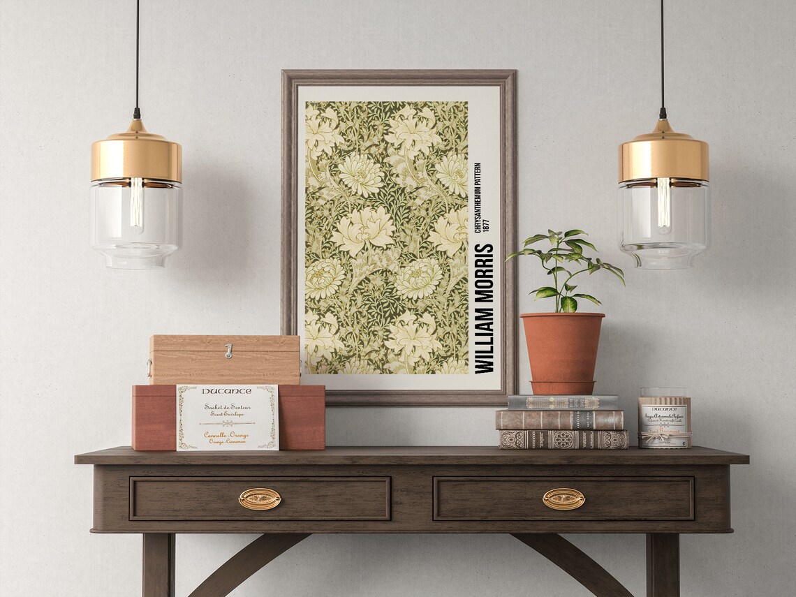 William Morris Chrysanthemum Pattern Exhibition Poster Print - Image 4