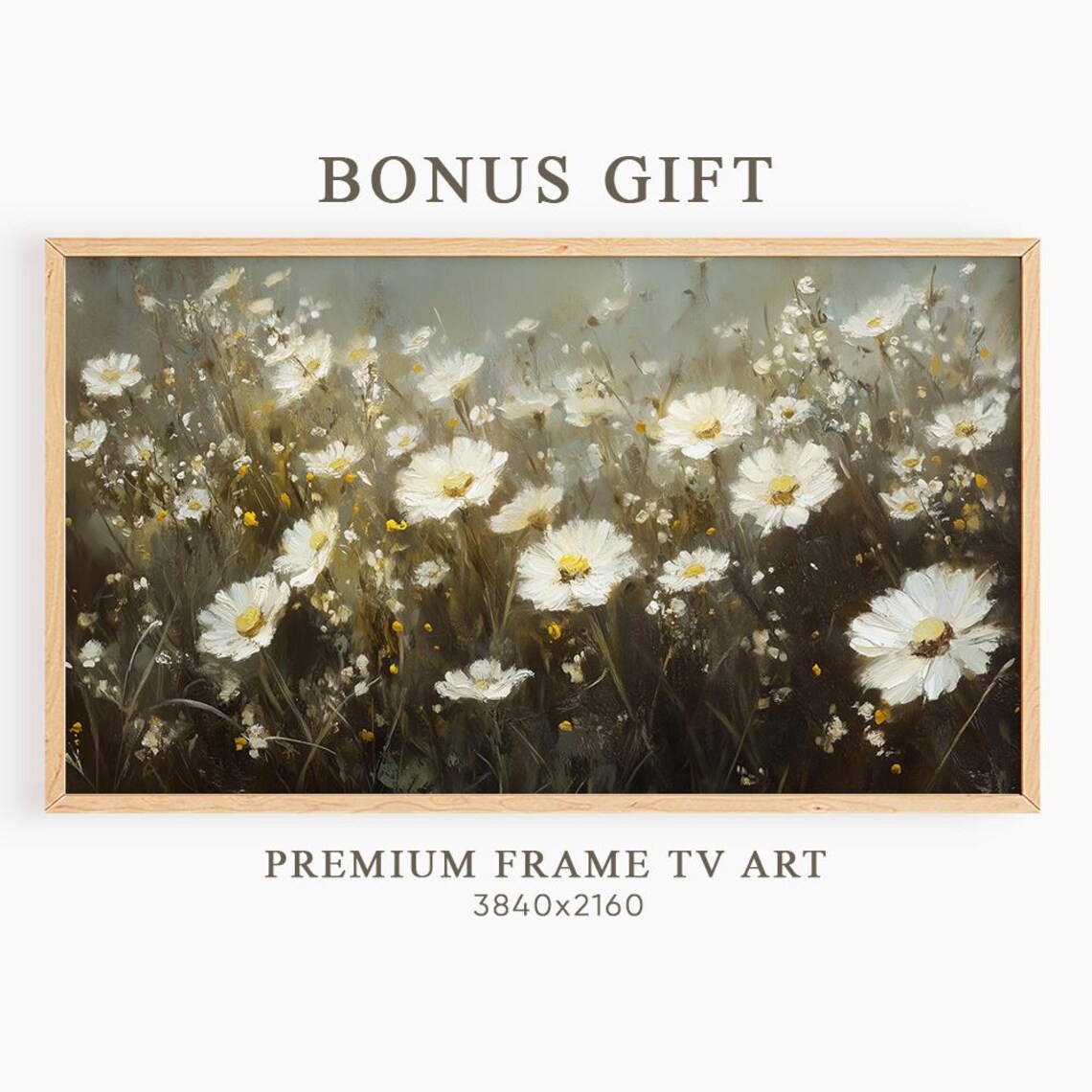 White Anemones on Dark Gray Moody Vintage Floral Painting Wall Art - Image 6