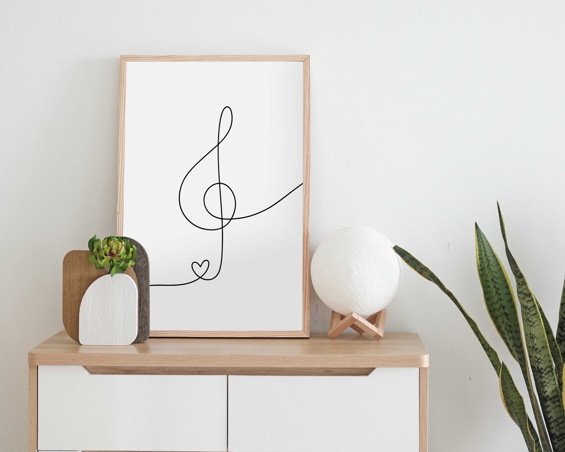 Heart Treble Clef Minimalist Music Art Print