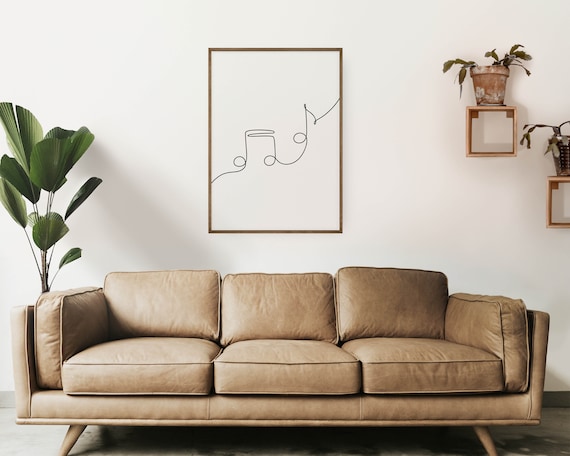 Music Notes Line Art Minimalist Poster, Modern Gift