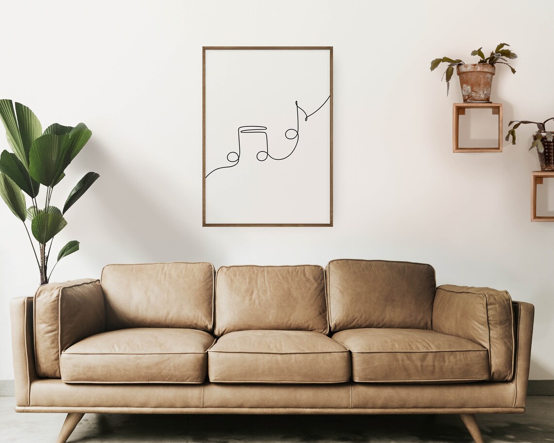 Music Notes Line Art Minimalist Poster, Modern Gift