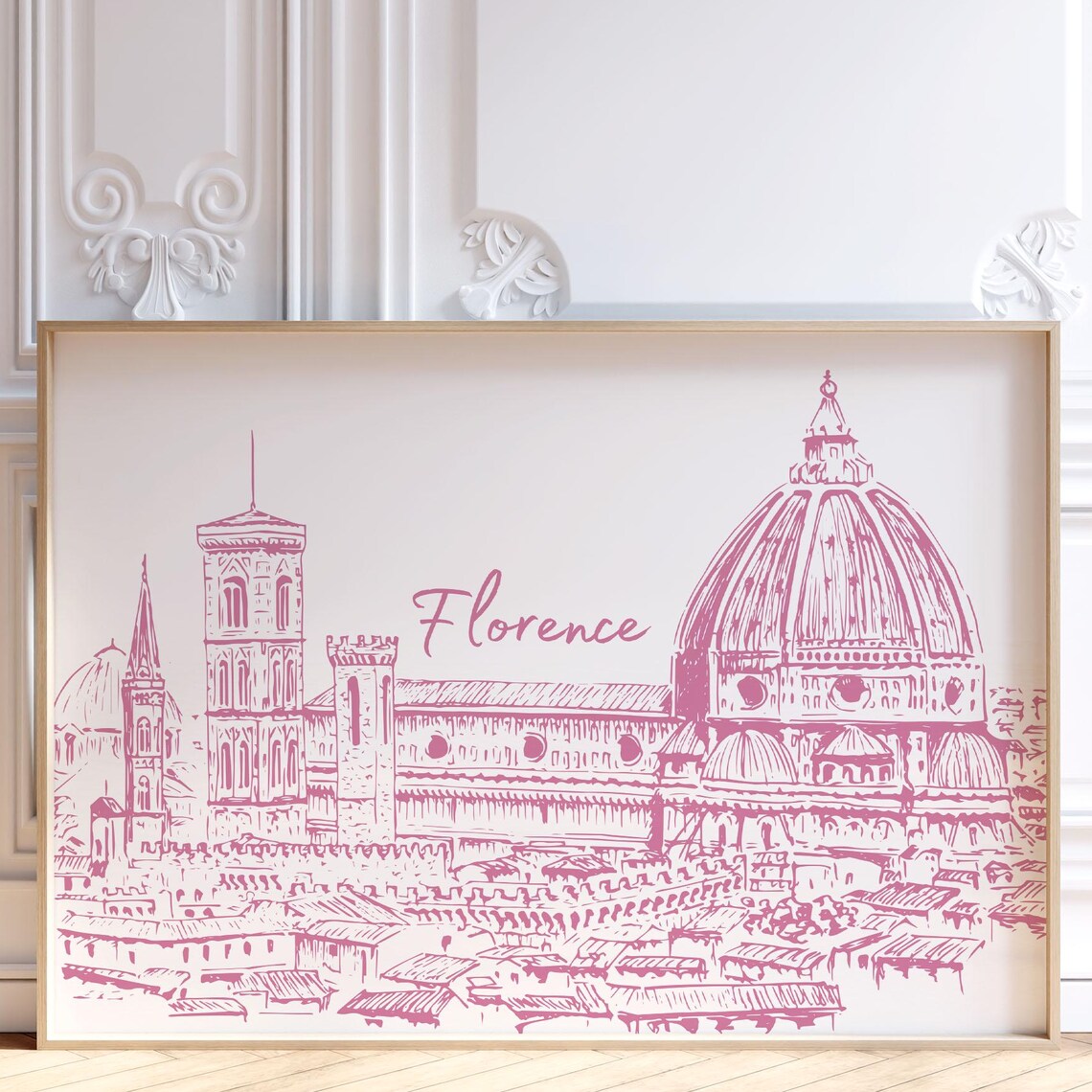 Florence Retro Italy Travel Poster, Preppy Cityscape
