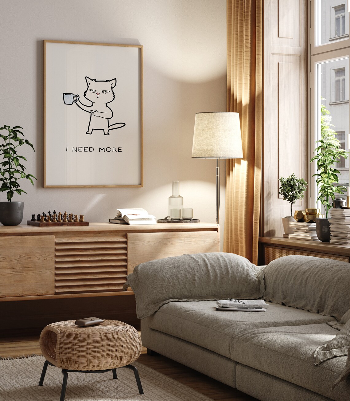 Funny Sleepy Cat Poster, Cute Cat Illustration - Image 2