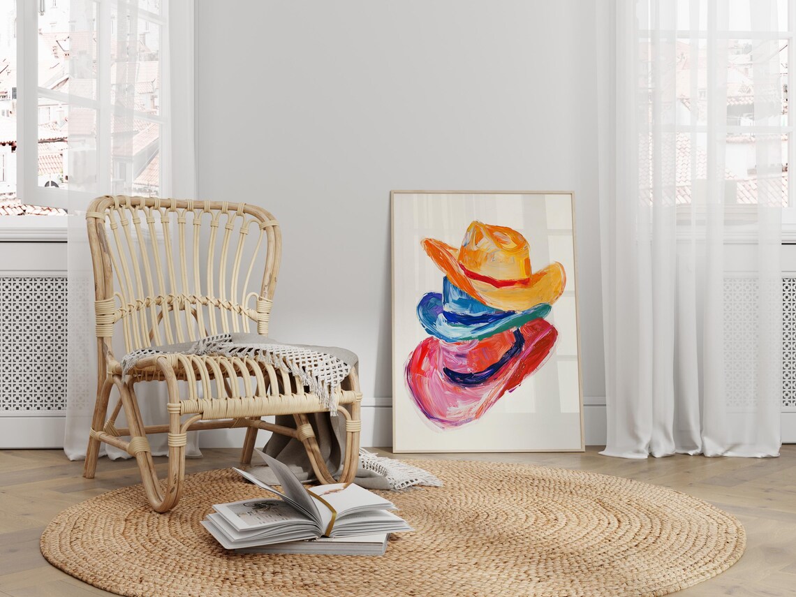 Cowboy Hats Colorful Abstract Western Wall Decor - Image 3