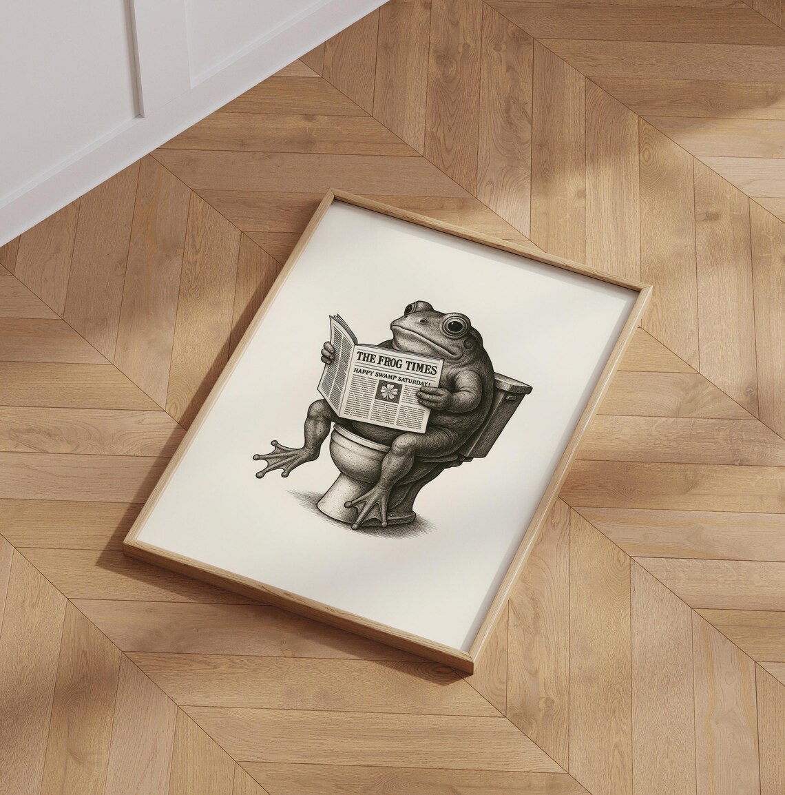 Funny Frog Bathroom Poster, Vintage Style Humor - Image 3