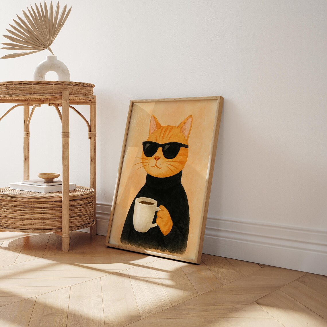 Cool Cat Coffee - Minimalist Cat Illustration - Image 2
