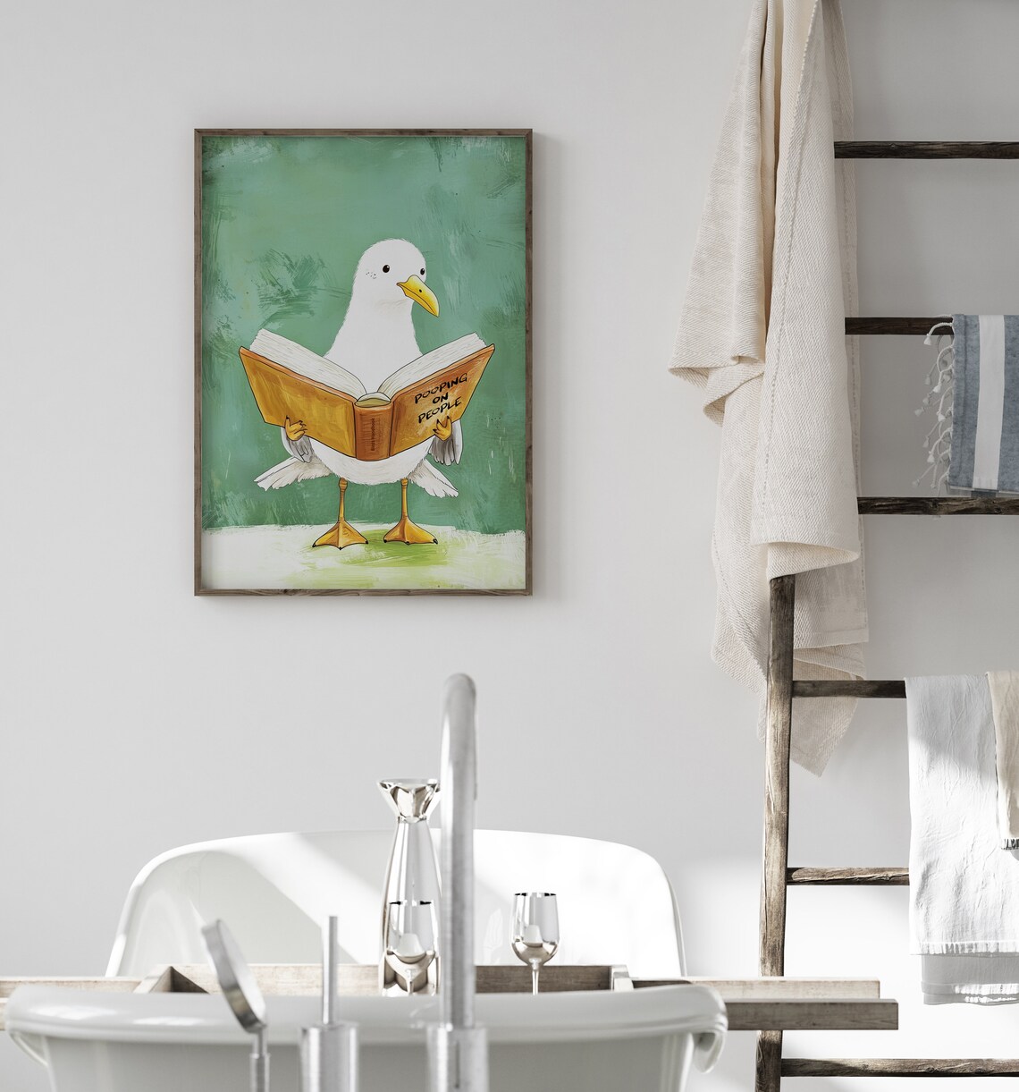 Cheeky Seagull Toilet Humor Sign, Bird Art - Image 3