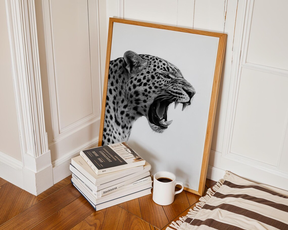 Leopard Poster, Minimalist Safari Wall Art