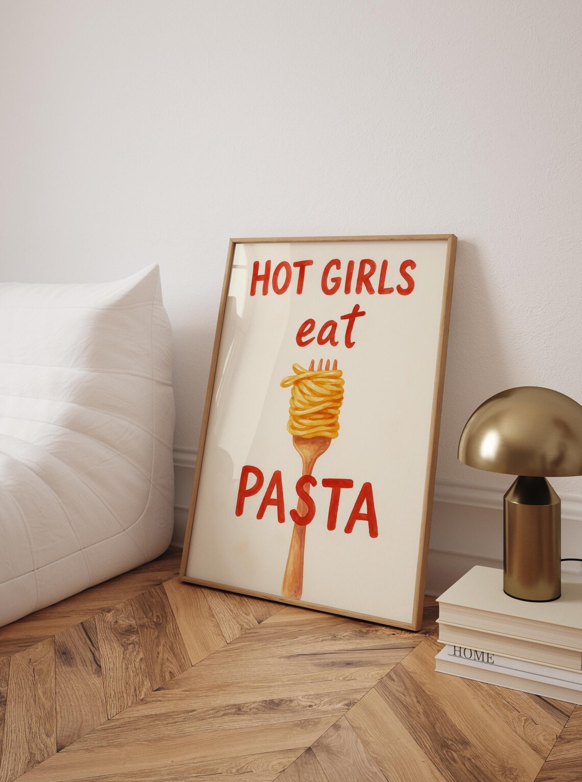 Hot Girls Eat Pasta Watercolor, Funny Quote Art Print - Image 2