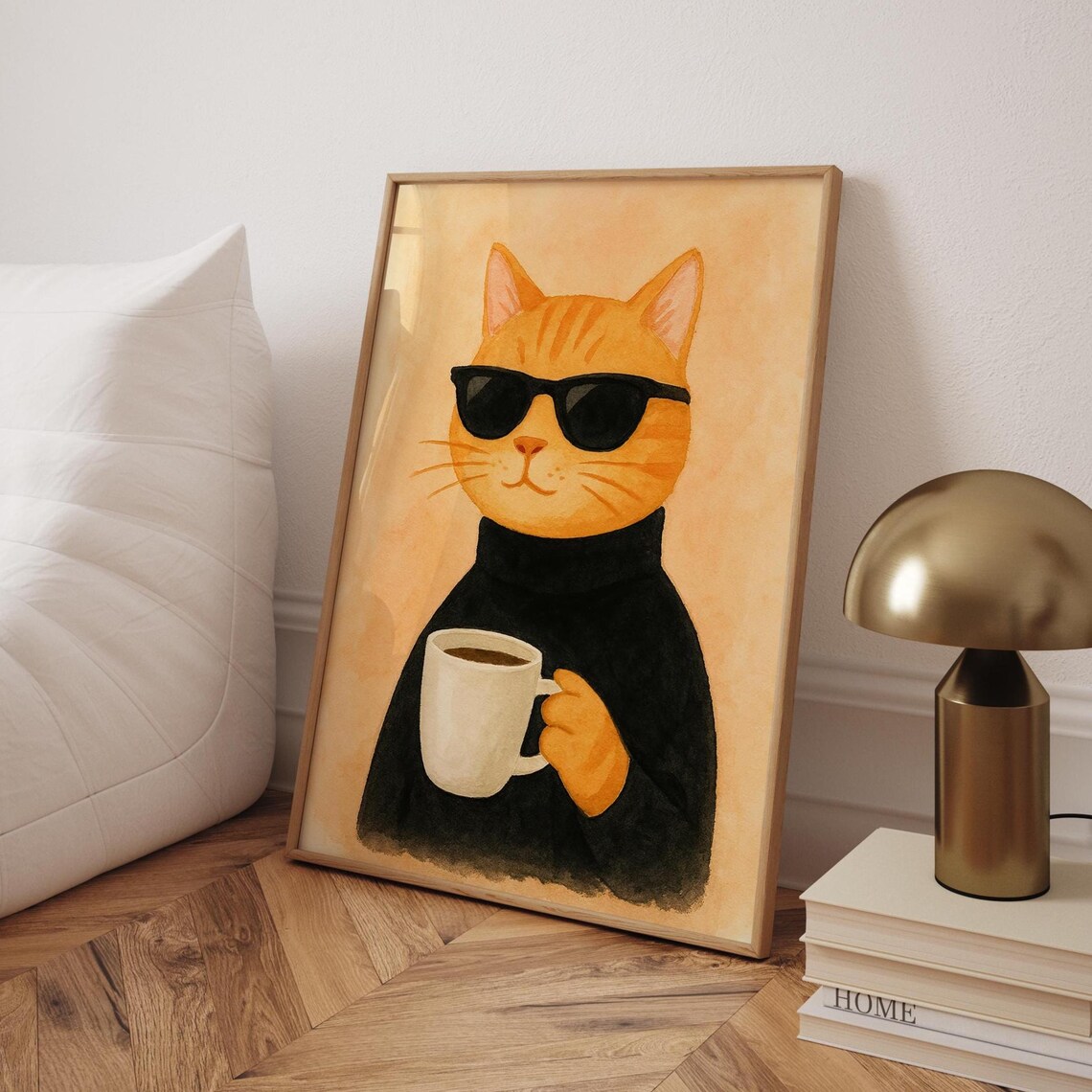 Cool Cat Coffee - Minimalist Cat Illustration