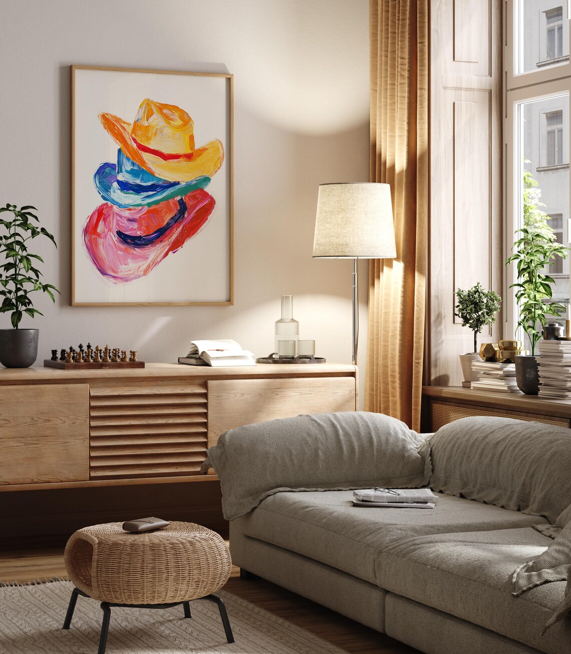 Cowboy Hats Colorful Abstract Western Wall Decor - Image 2