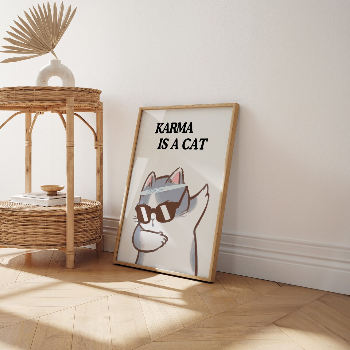 Karma Is A Cat Funny Cat Illustration, Art Print - Image 6