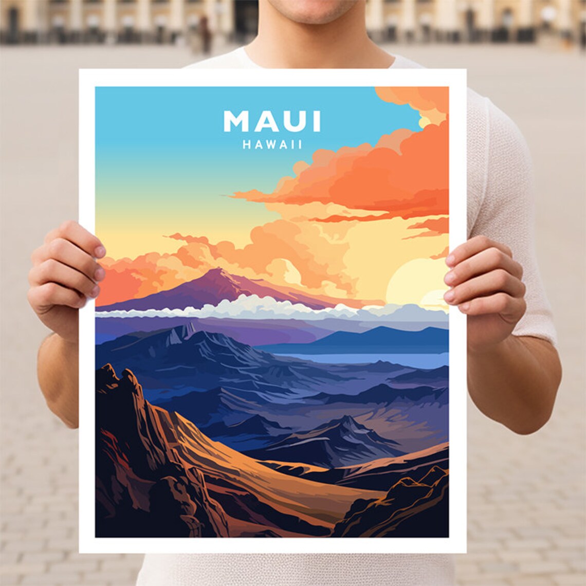 Maui Hawaii Travel Poster, USA Island Wall Art