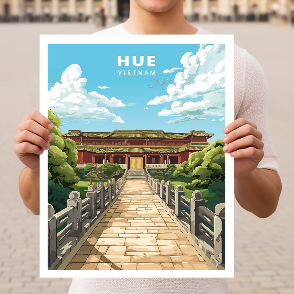 Hue Vietnam Travel Poster, Asia Wall Decor