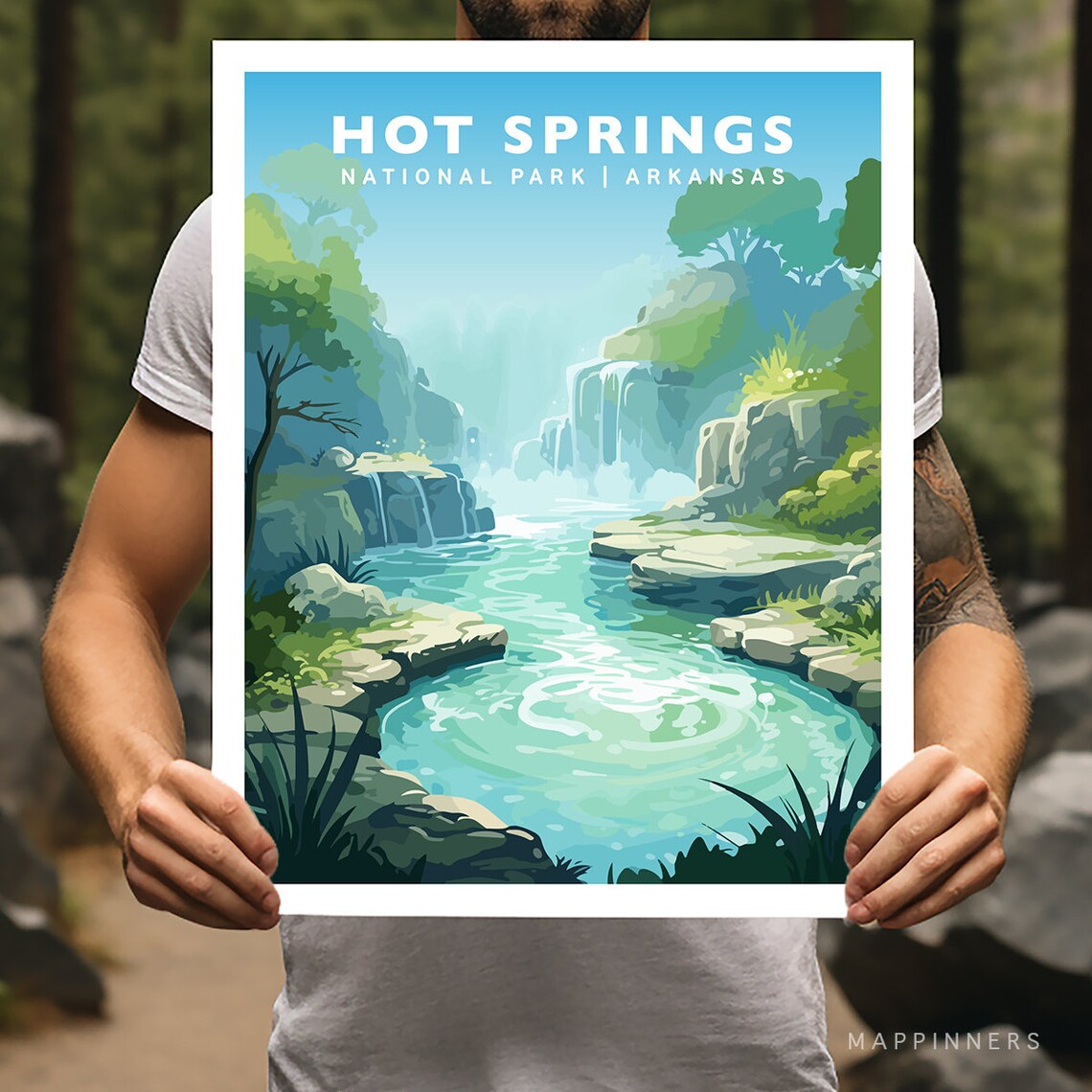Hot Springs Arkansas National Park Turquoise Thermal Pool Travel Poster