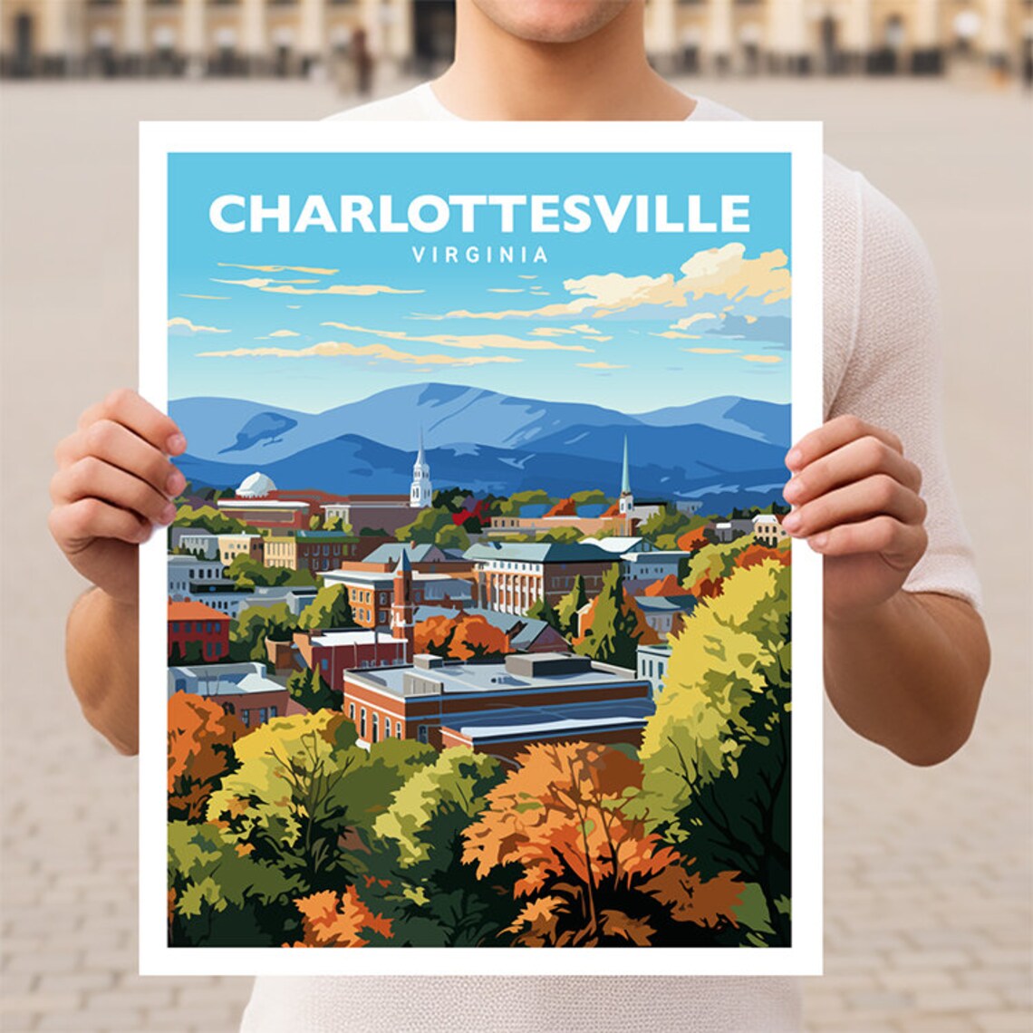 Charlottesville Virginia Travel Poster, USA Landmark