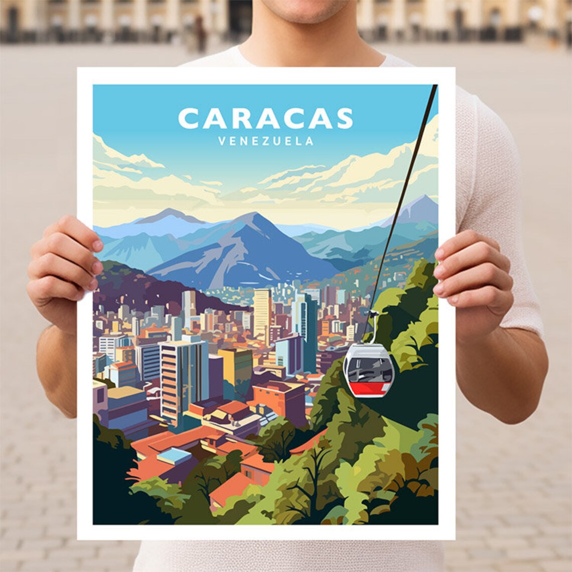 Caracas Venezuela Travel Poster, City Wall Art