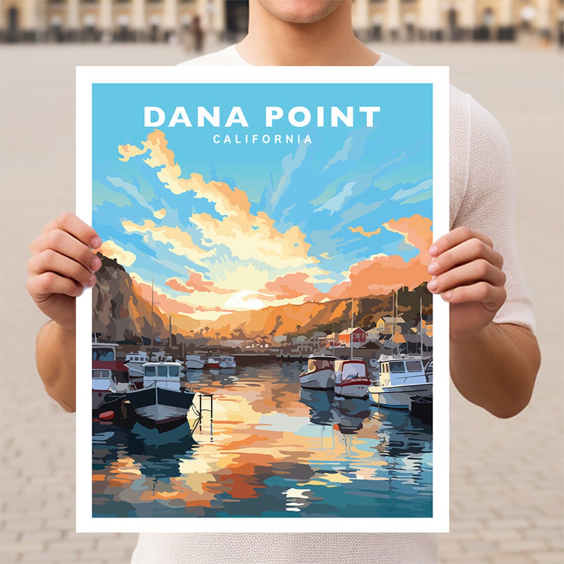 Dana Point California Travel Poster, Coastal Place