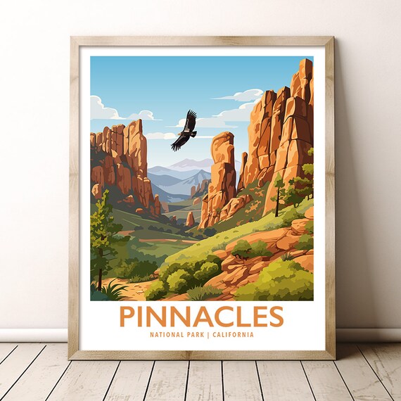 Pinnacles National Park California Condor Rock Formations Travel Poster