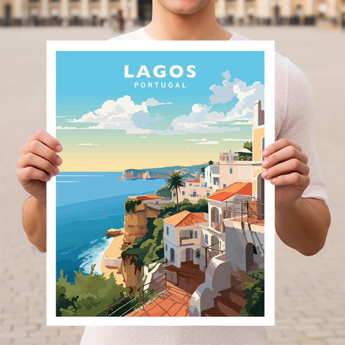 Lagos Portugal Golden Cliffs Beach Old Town Coast Travel Poster