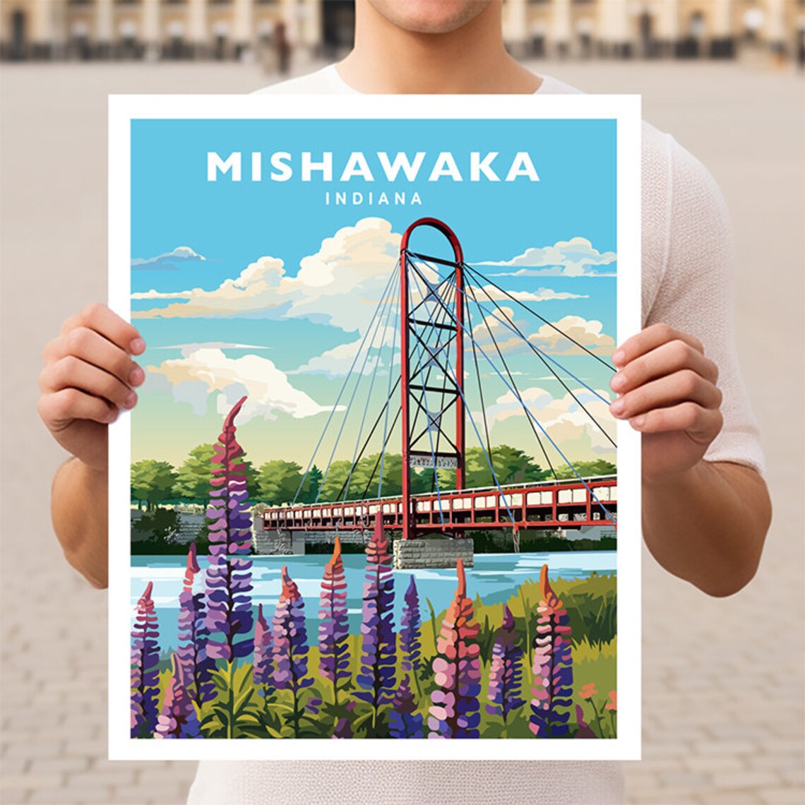 Mishawaka Indiana Travel Poster, Indiana City View