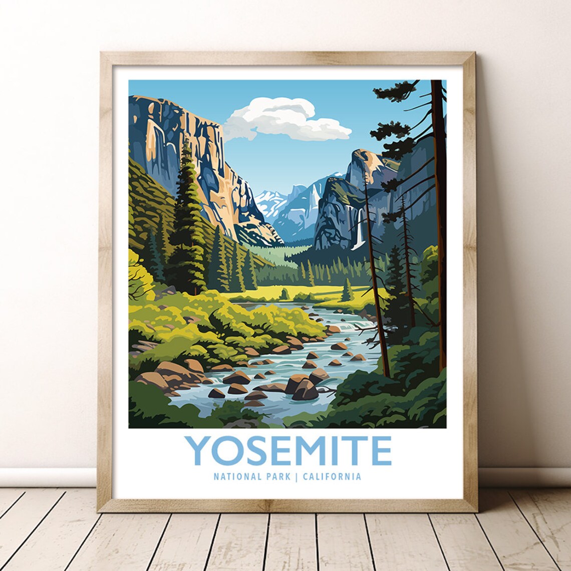 Yosemite National Park California Valley Waterfall Vintage Travel Poster