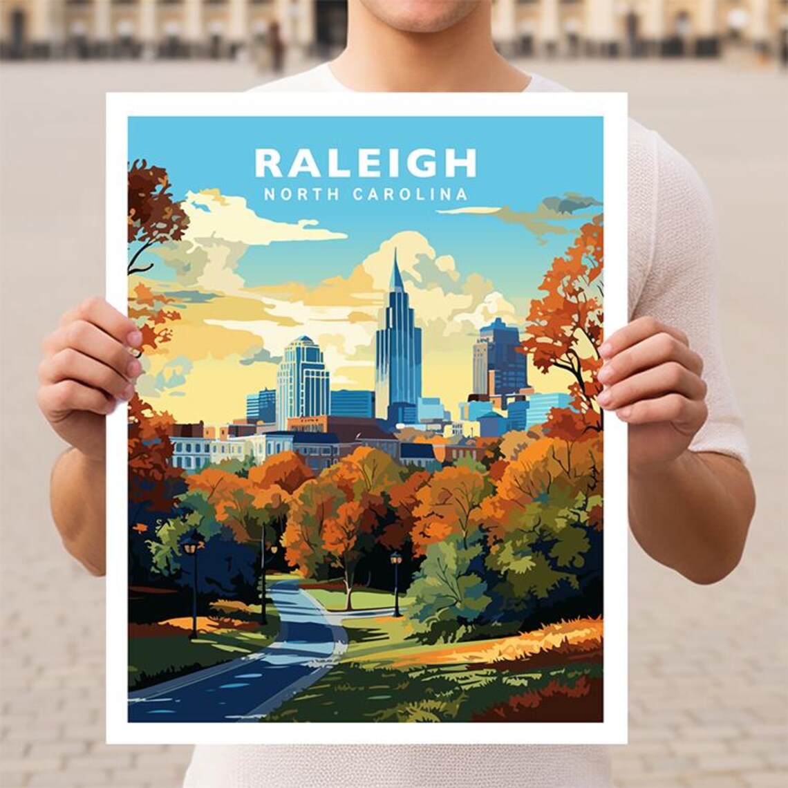 Raleigh North Carolina Travel Poster, City Art Print