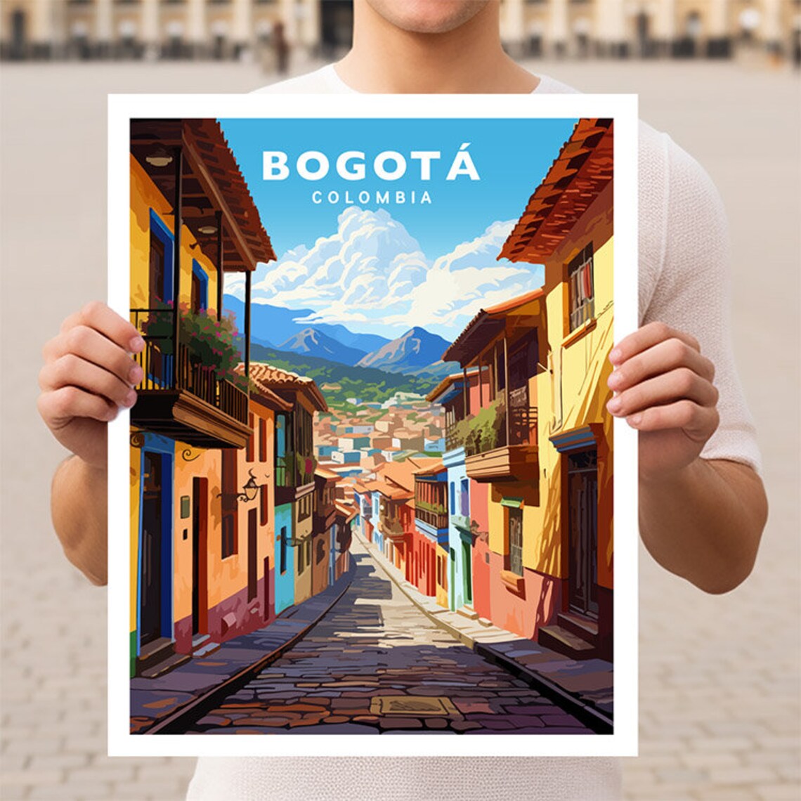 Bogota Colombia Travel Poster, Latin America Wall Art