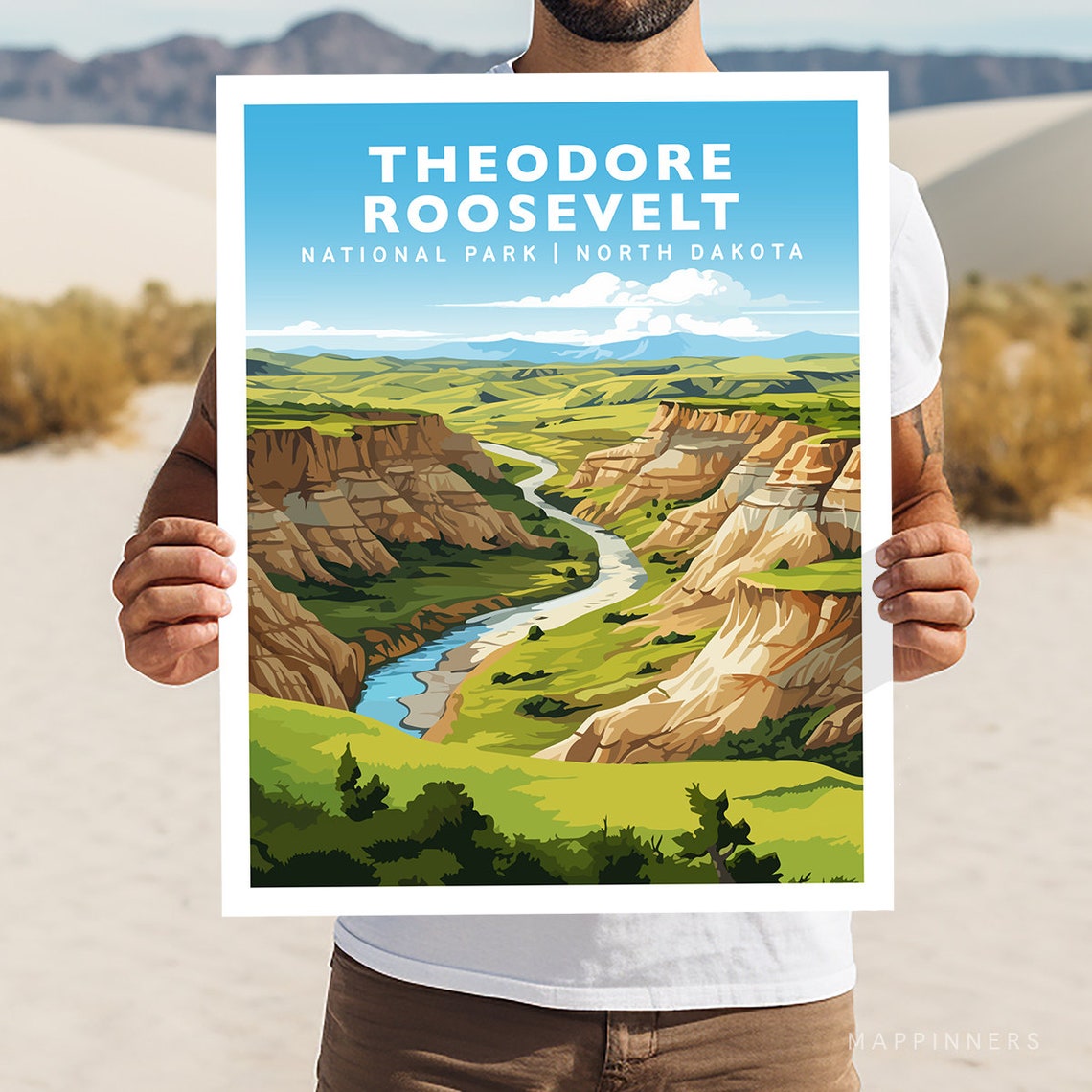 Theodore Roosevelt North Dakota Badlands River Valley Travel Poster