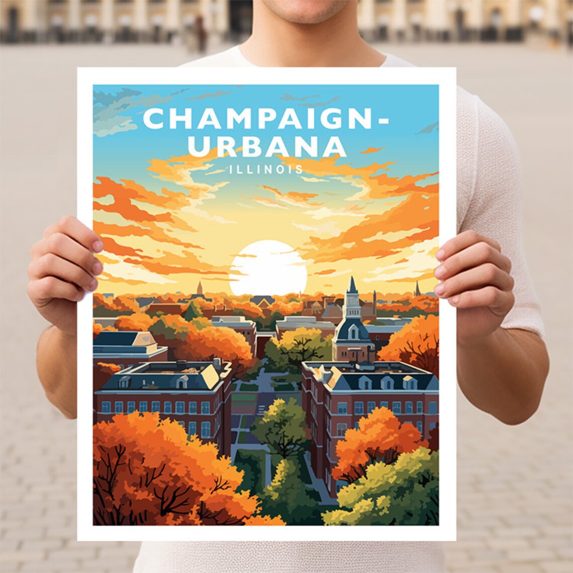 Champaign Urbana Illinois Travel Poster Print