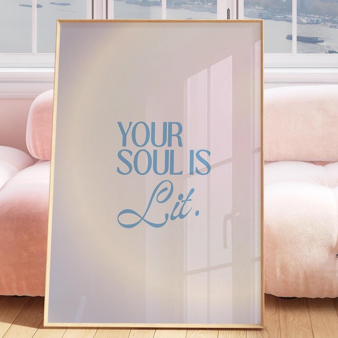 Your Soul Is Lit Aura Typography Print Affirmation Quote Art Inspirational Gradient Positivity
