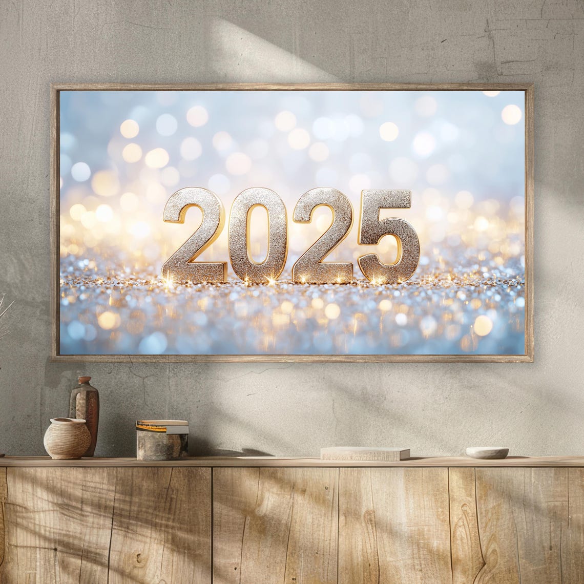 New Years Eve 2025 Golden Glitter Numbers Sparkling Bokeh Party Poster - Image 2